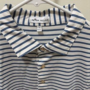 Peter Millar men's short-sleeved polo, Blue and white, L